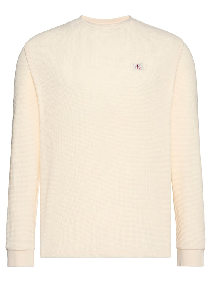 CKJ LS WAFFLE BADGE CREWNK TEE - CALICO
