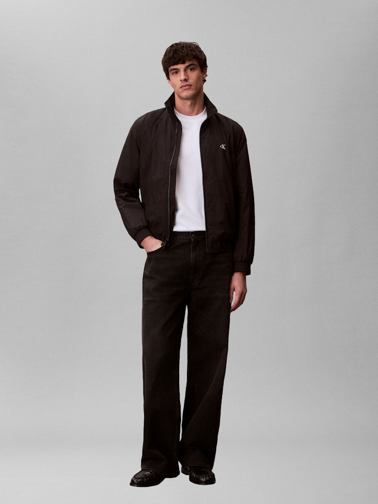 CKJ LS UNFILLED NYLON HARRINGTON - BLACK