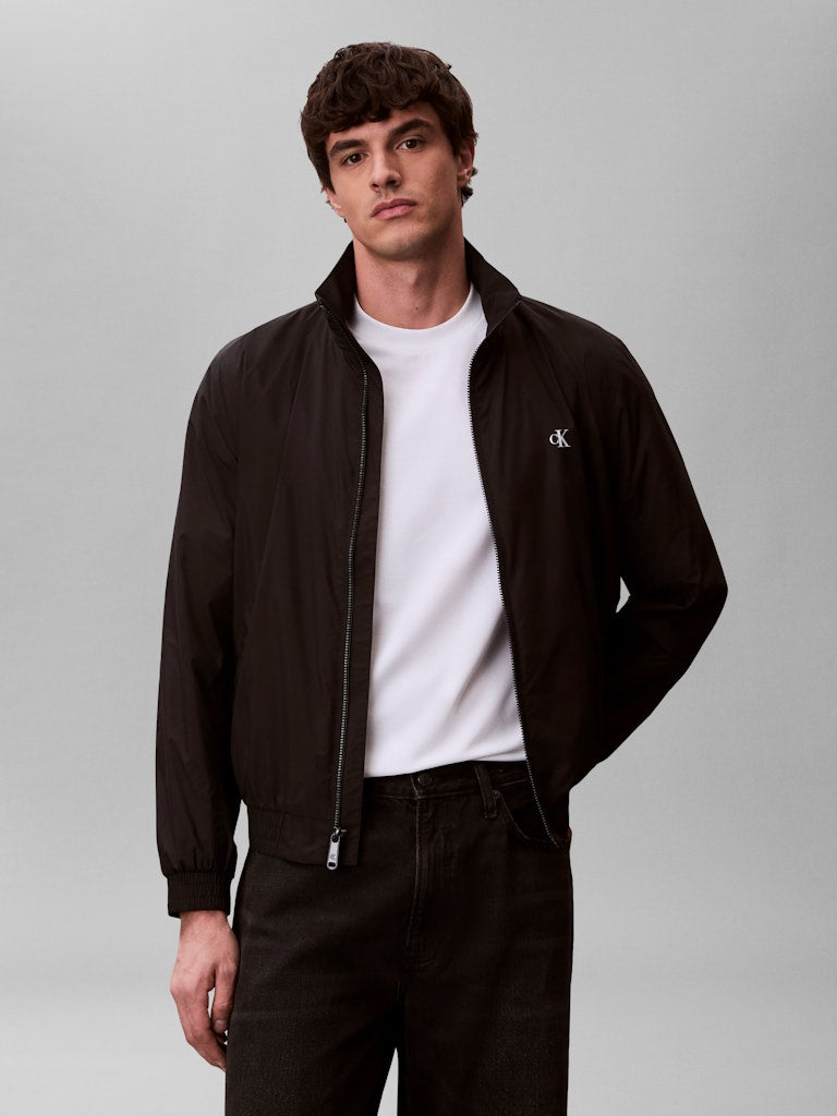 CKJ LS UNFILLED NYLON HARRINGTON - BLACK