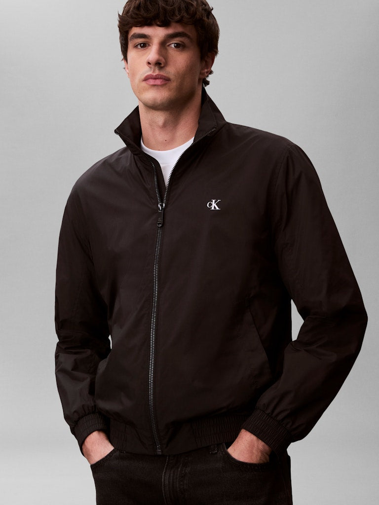 CKJ LS UNFILLED NYLON HARRINGTON - BLACK