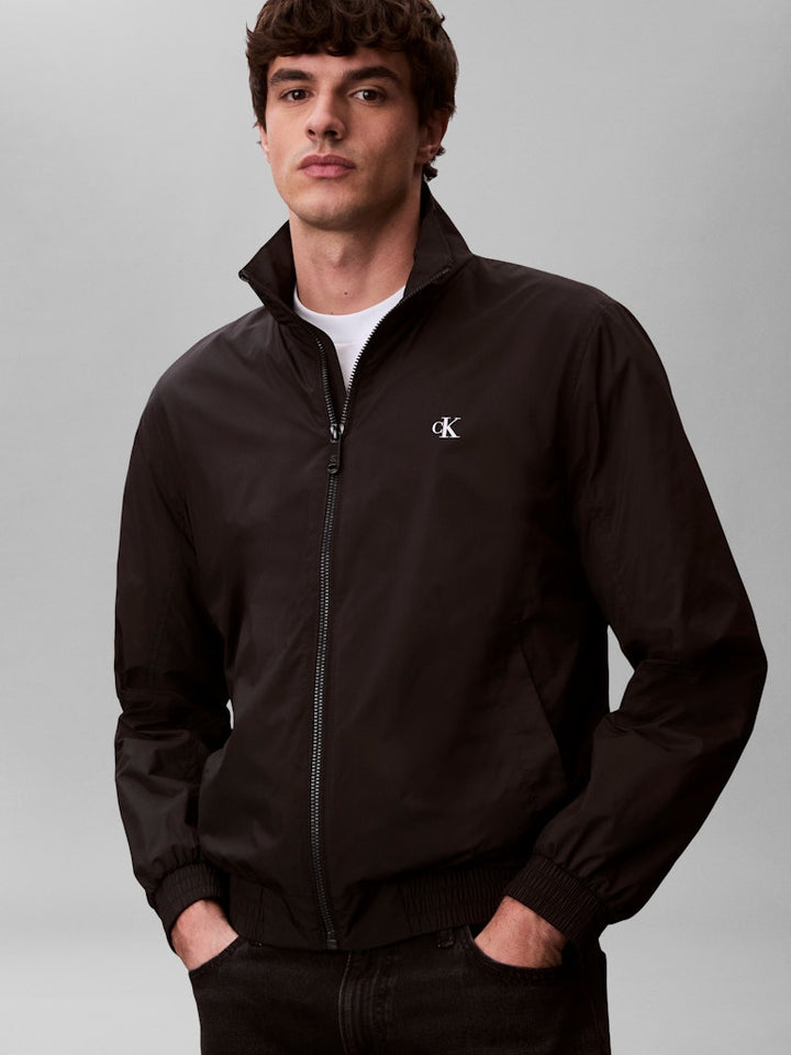 CKJ LS UNFILLED NYLON HARRINGTON - BLACK