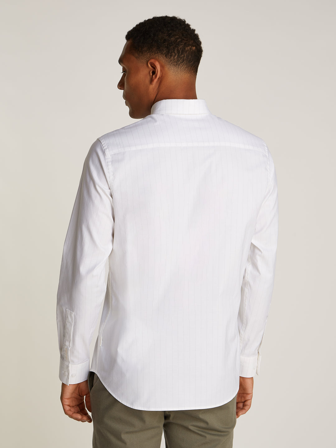 CK OXFORD STRETCH STRIPE SHIRT - WHITE