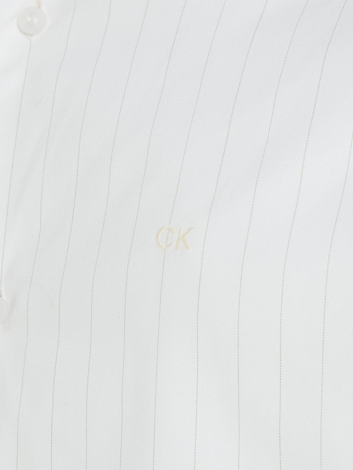 CK OXFORD STRETCH STRIPE SHIRT - WHITE