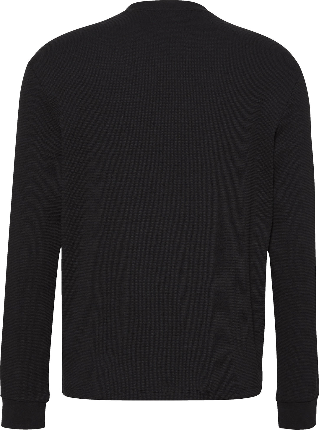 CKJ LS WAFFLE BADGE CREW - BLACK