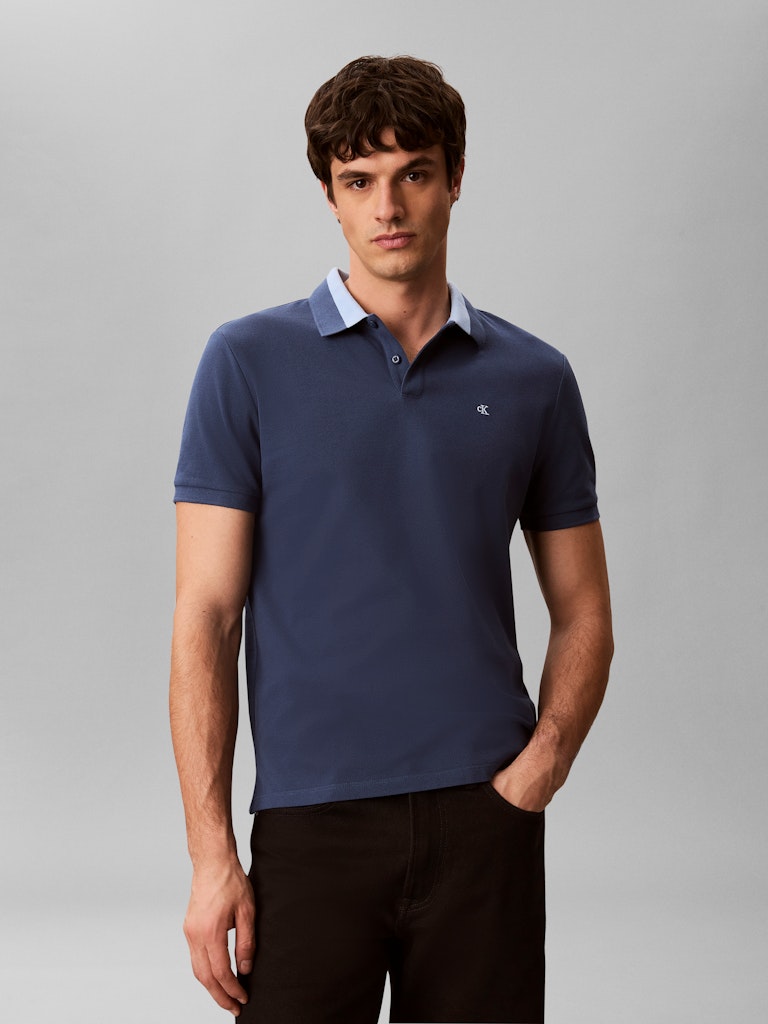 CKJ CASUAL PIQUE COLLAR BLOCK - DARK DENIM