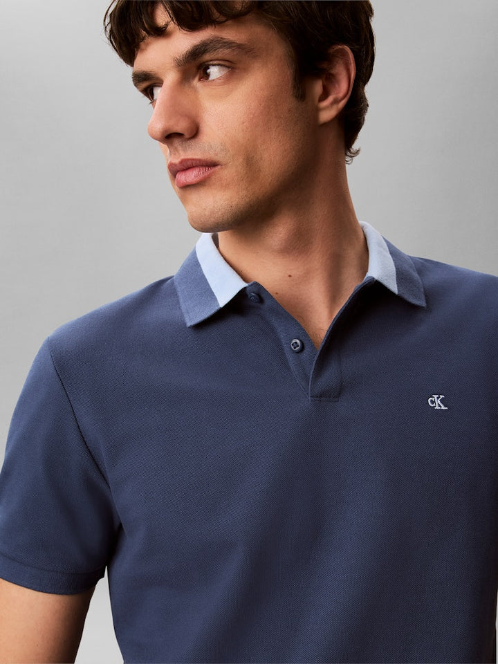 CKJ CASUAL PIQUE COLLAR BLOCK - DARK DENIM