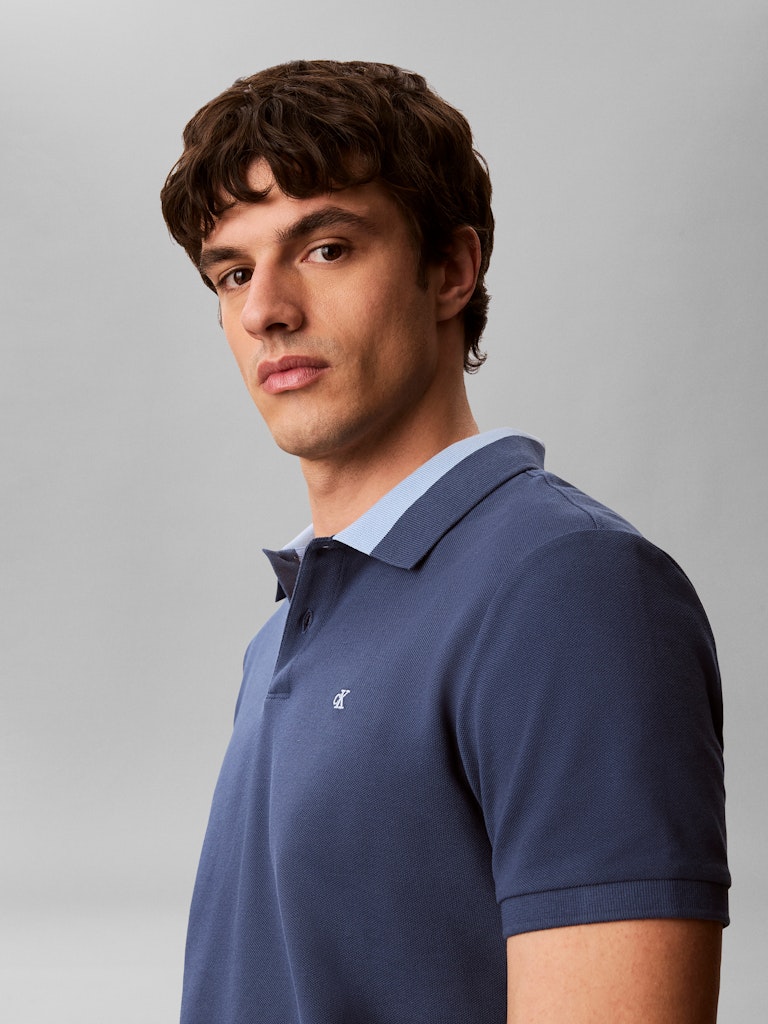 CKJ CASUAL PIQUE COLLAR BLOCK - DARK DENIM