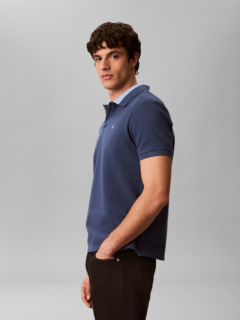 CKJ CASUAL PIQUE COLLAR BLOCK - DARK DENIM
