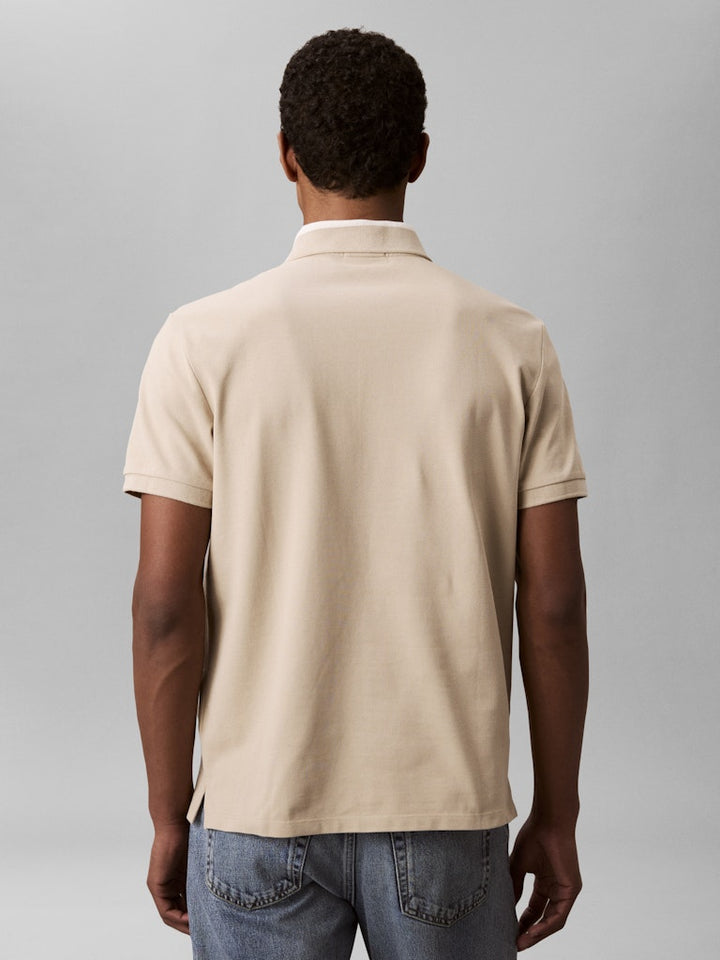 CKJ CASUAL PIQUE COLLAR BLOCK POLO - WHITE PEPPER