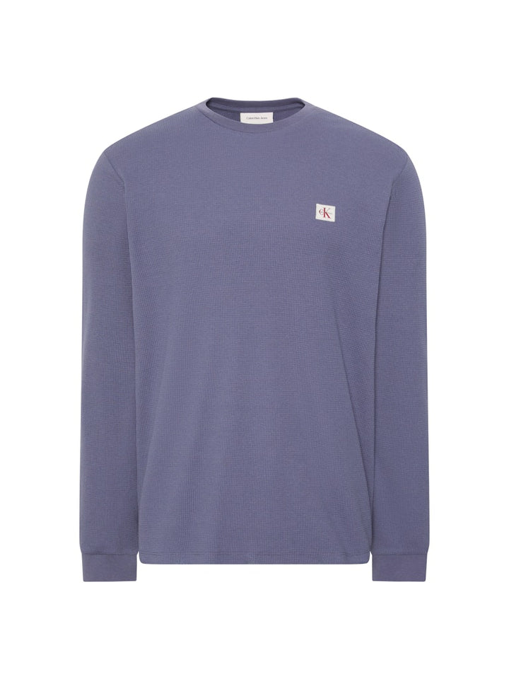 CKJ LS WAFFLE BADGE CREWNK - BLUE NOMAD