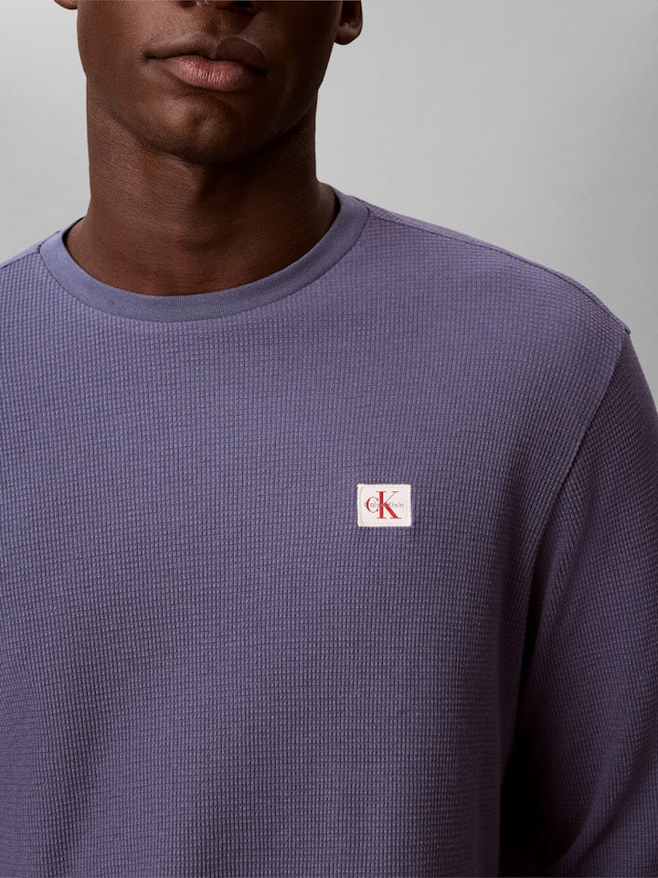 CKJ LS WAFFLE BADGE CREWNK - BLUE NOMAD