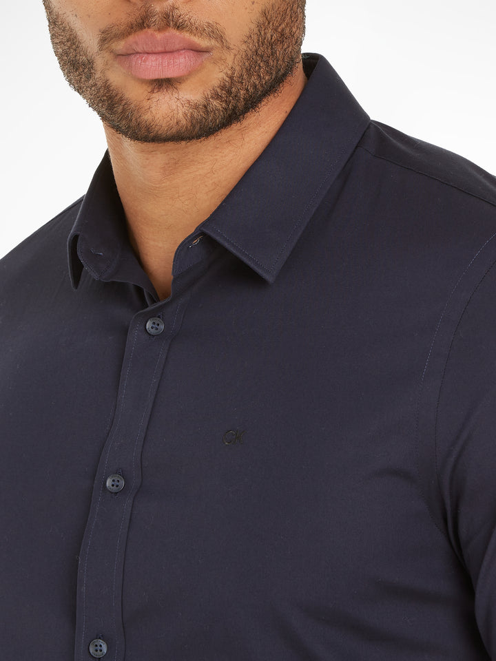 CK POPLIN STRETCH SLIM SHIRT - NIGHT SKY