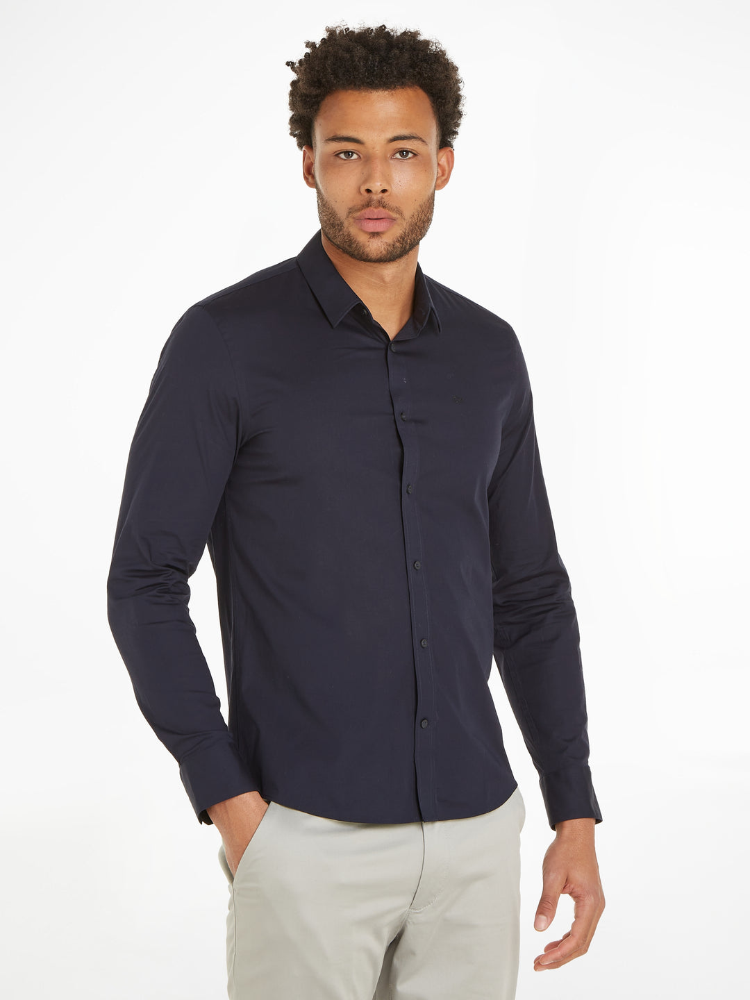 CK POPLIN STRETCH SLIM SHIRT - NIGHT SKY