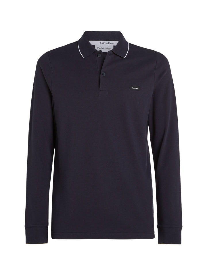 CK STRETCH PIQUE TIPPING LS POLO - NIGHT
