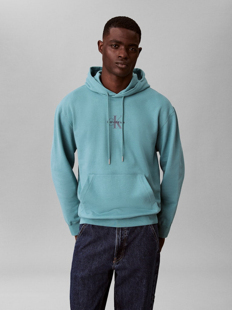 CALVIN KLEIN JEANS 350TERRY MICRO MONOLOGO HOOD - TEQUILA BLUE