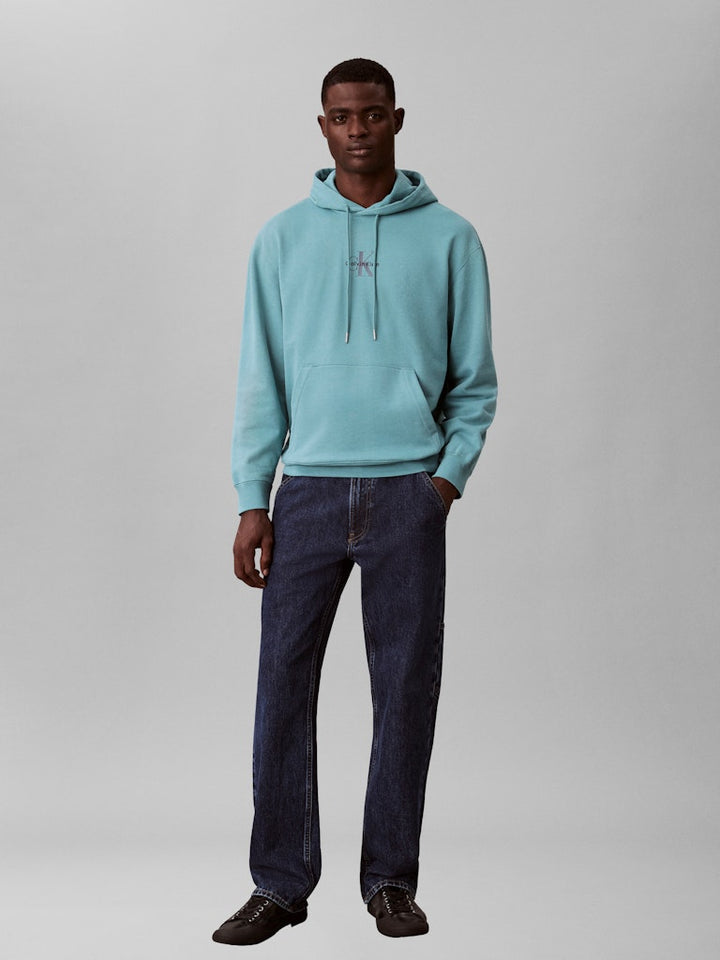 CALVIN KLEIN JEANS 350TERRY MICRO MONOLOGO HOOD - TEQUILA BLUE
