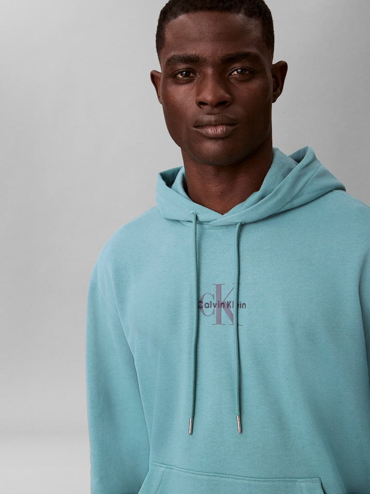 CALVIN KLEIN JEANS 350TERRY MICRO MONOLOGO HOOD - TEQUILA BLUE