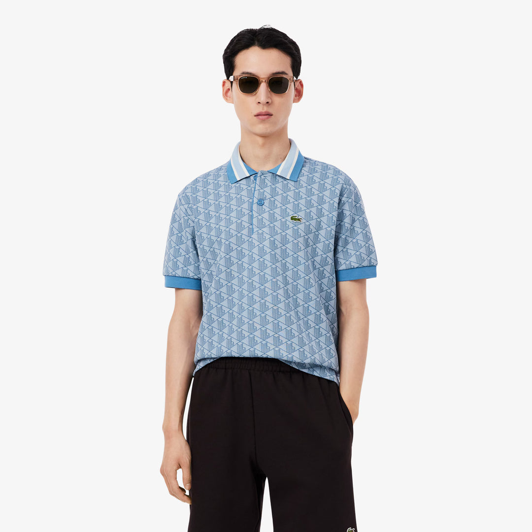 LACOSTE JACQUARD CLASSIC POLO - BLUE