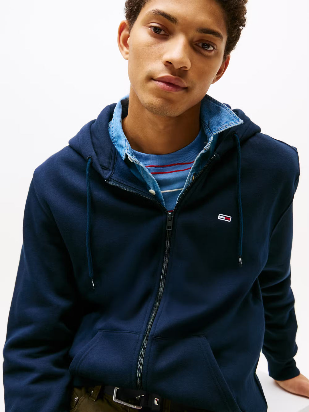 TOMMY JEANS REG S FLAG ZIP THRU - DARK BLUE