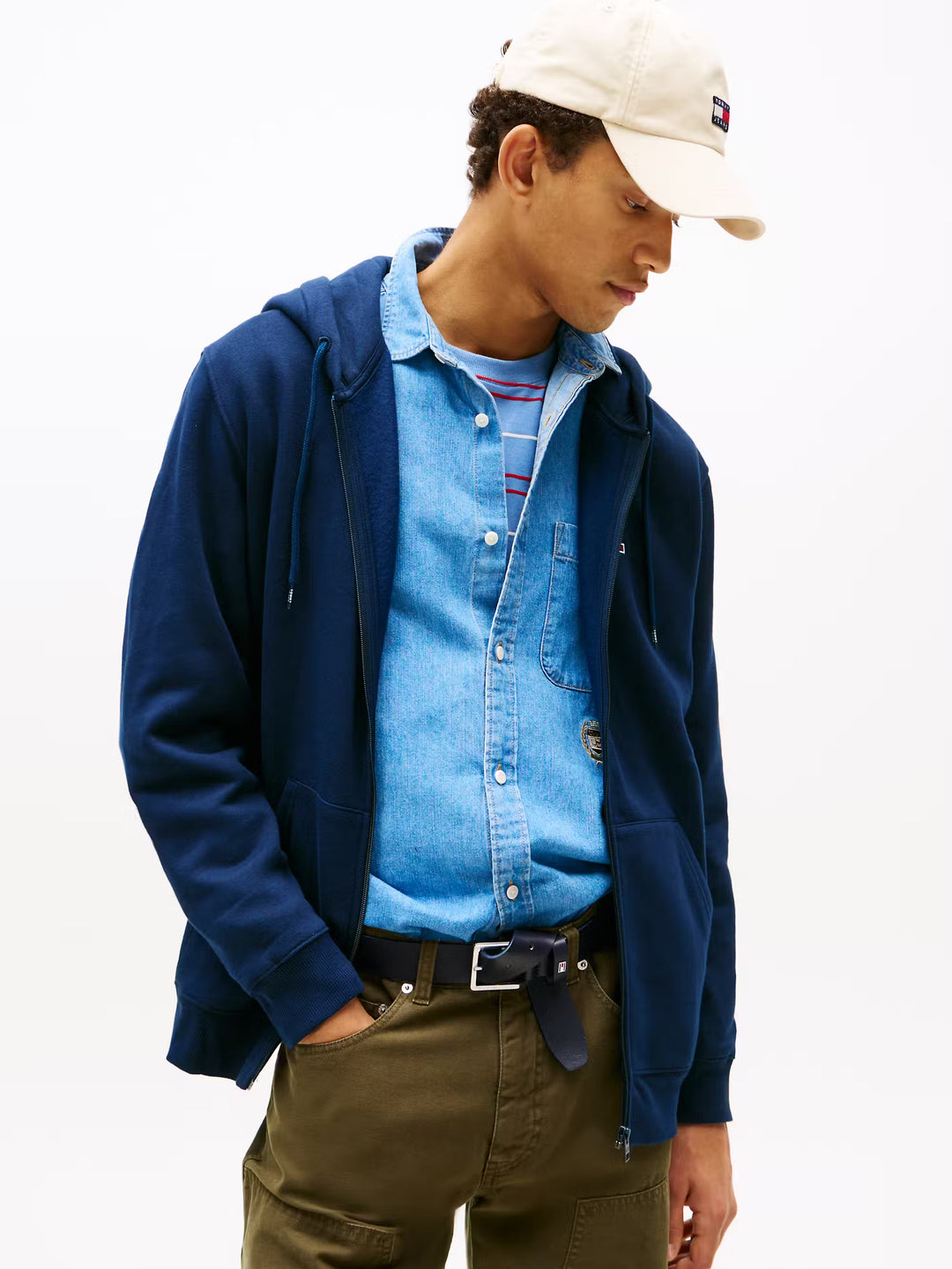 TOMMY JEANS REG S FLAG ZIP THRU - DARK BLUE