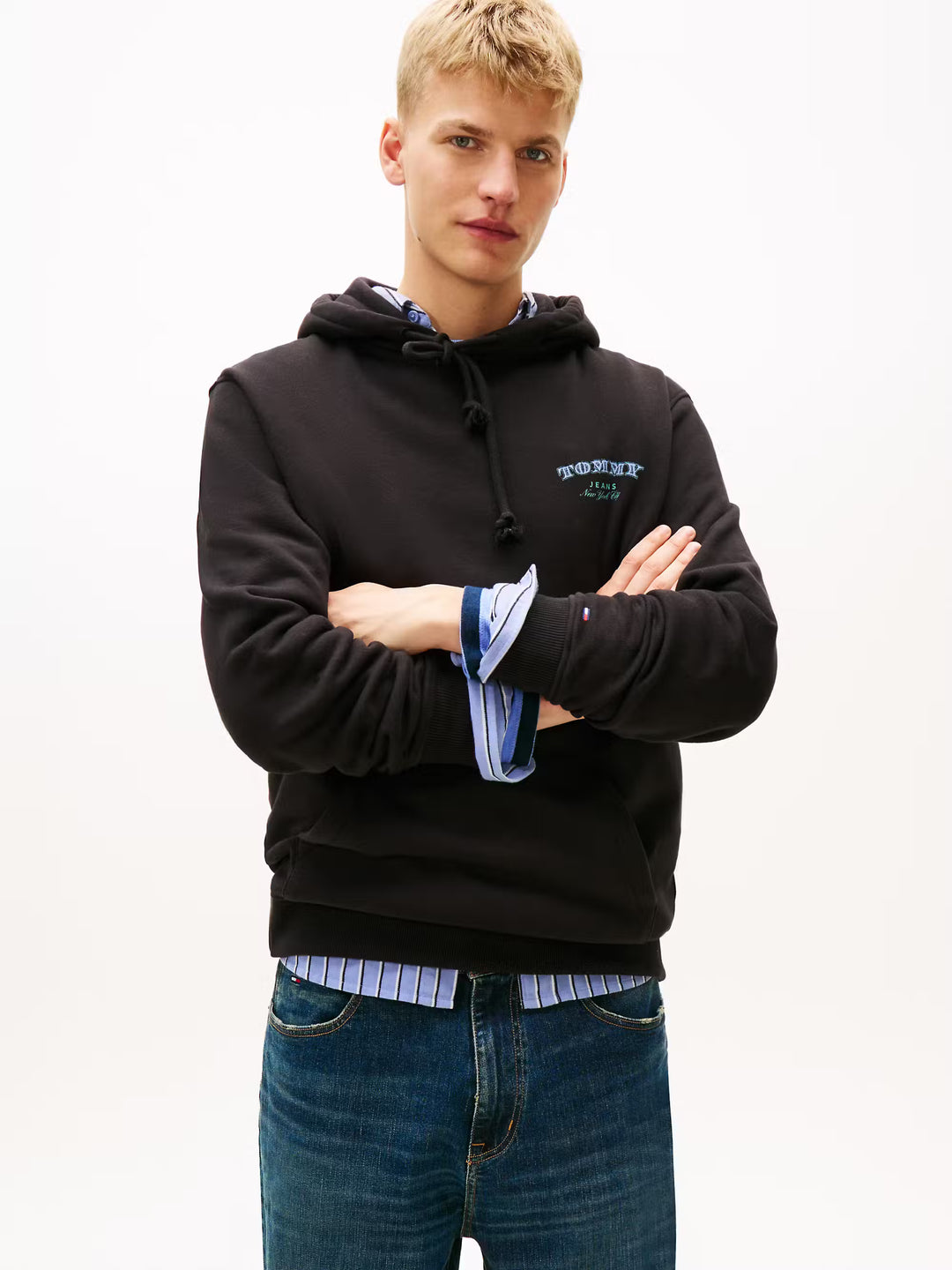 TOMMY JEANS REG DOLLAR STACK HOODIE - BLACK