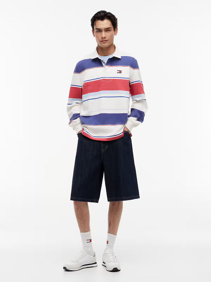 TOMMY JEANS RLX STRIPE RUGBY EXT - ECRU MULTI