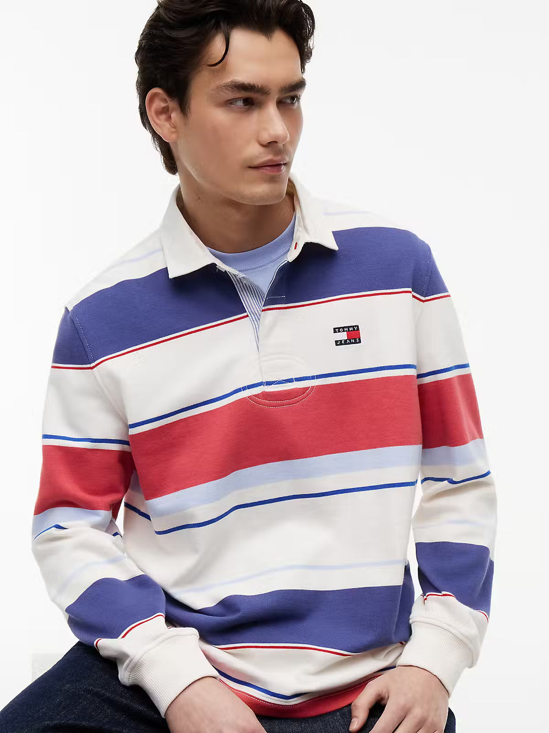 TOMMY JEANS RLX STRIPE RUGBY EXT - ECRU MULTI