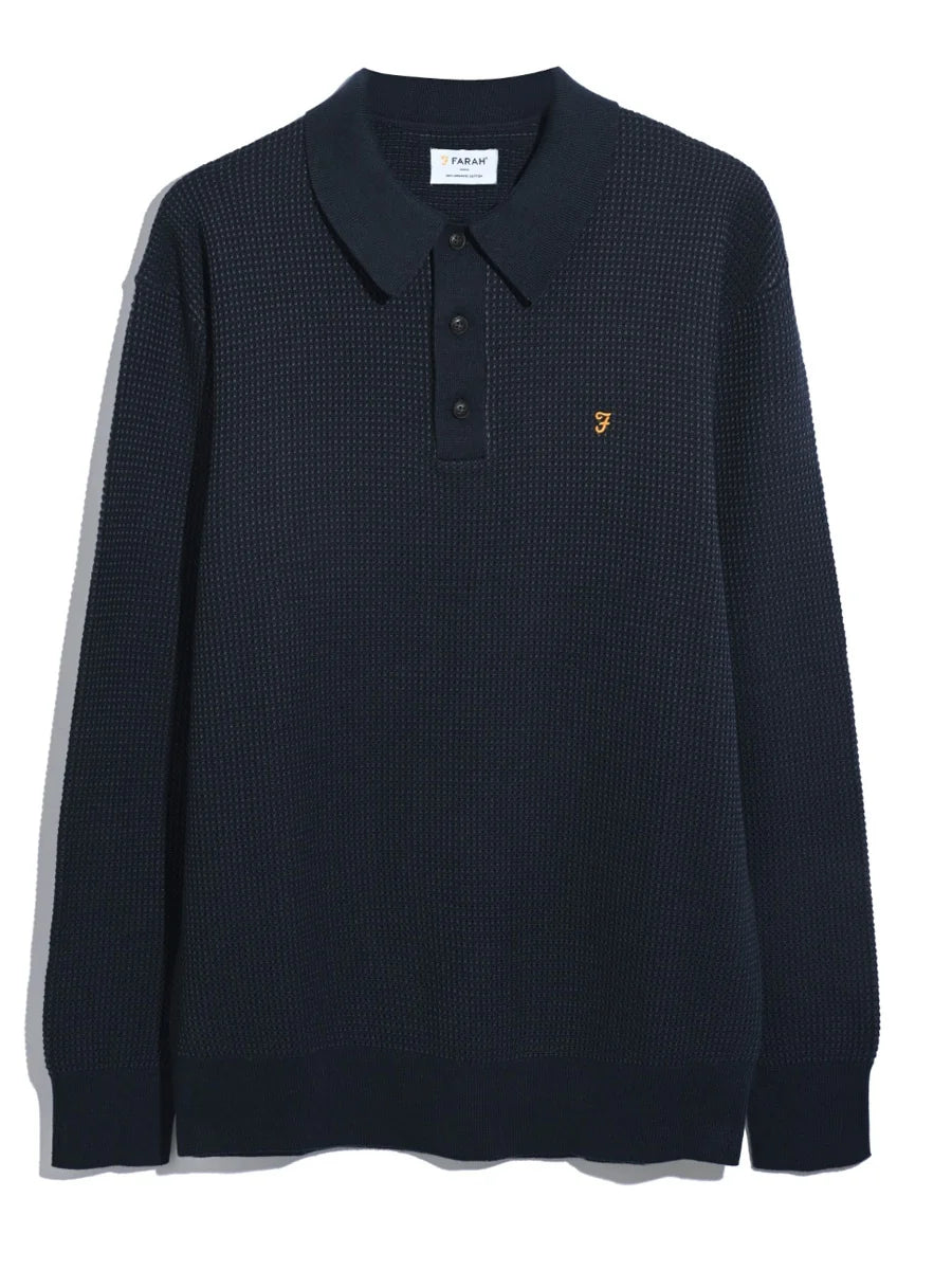 FARAH GATEACRE KNIT POLO - TRUE NAVY