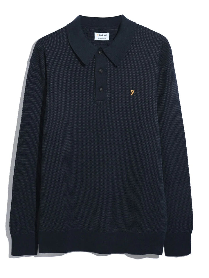 FARAH GATEACRE KNIT POLO - TRUE NAVY