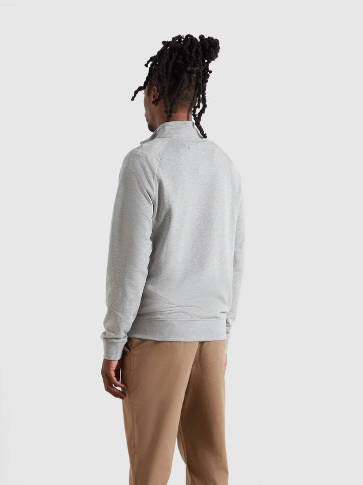 FARAH JIM 1/4 ZIP - LIGHT GREY MARL