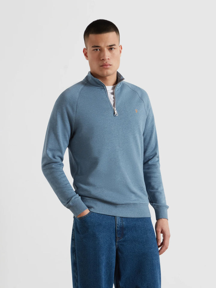 FARAH JIM 1/4 ZIP - BLUE TIDE MARL