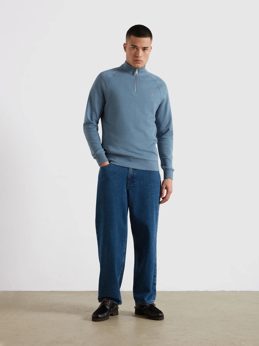 FARAH JIM 1/4 ZIP - BLUE TIDE MARL