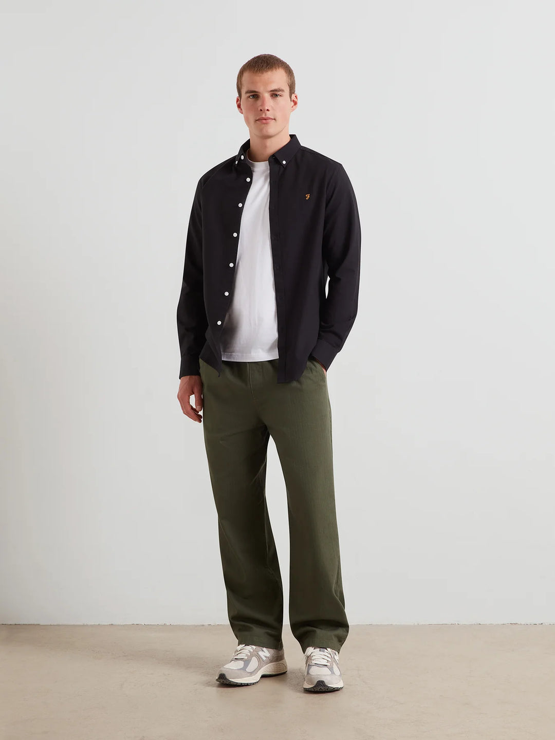 FARAH BREWER LS SHIRT - BLACK