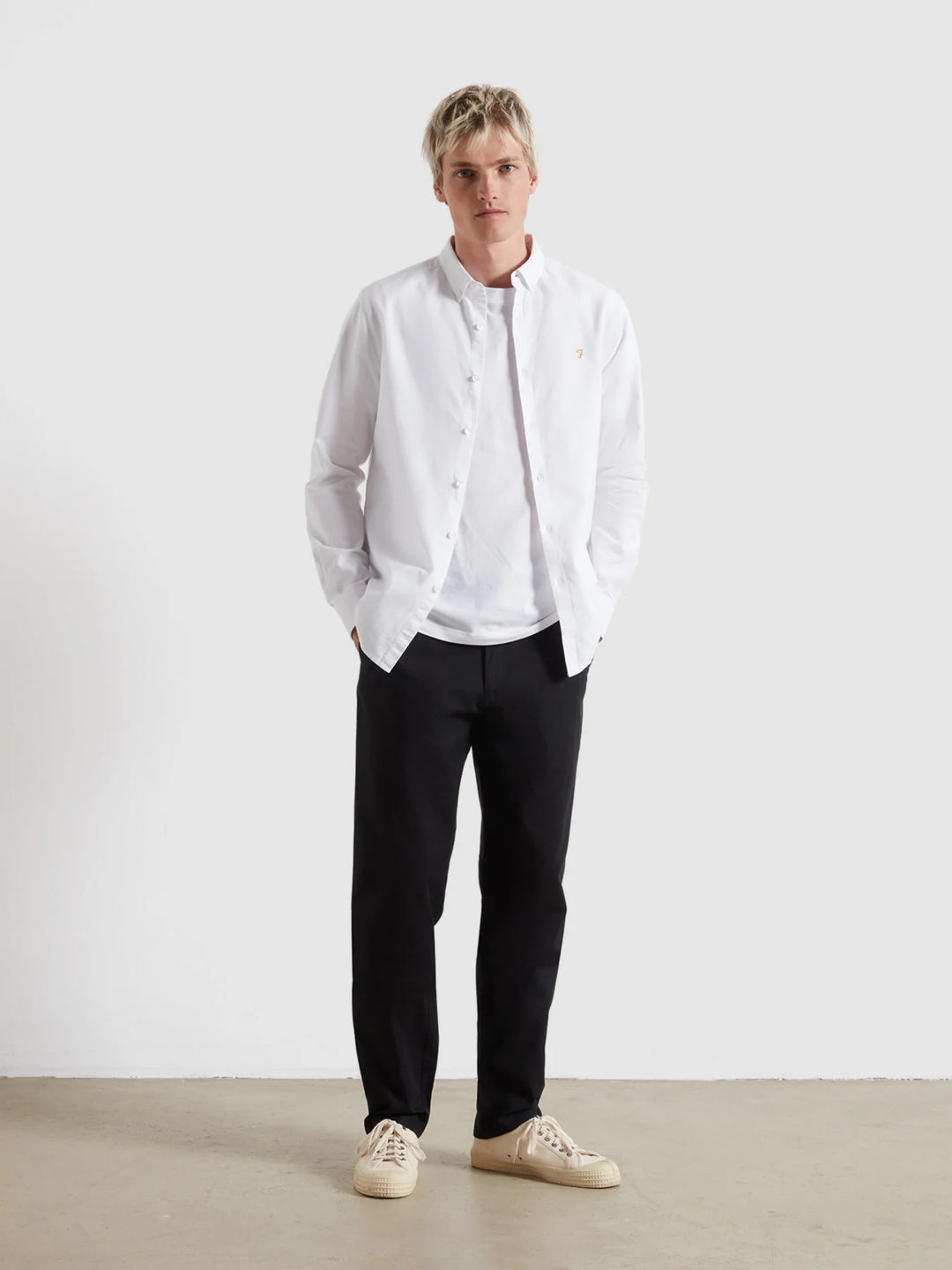 FARAH BREWER LS SHIRT - WHITE