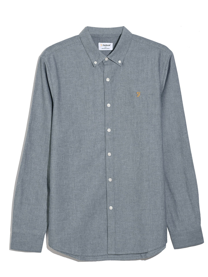 FARAH BREWER LS - WHITE/TRUE NAVY