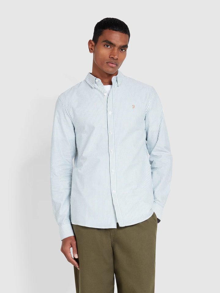 FARAH BREWER STRIPE LS - GREEN MEADOW