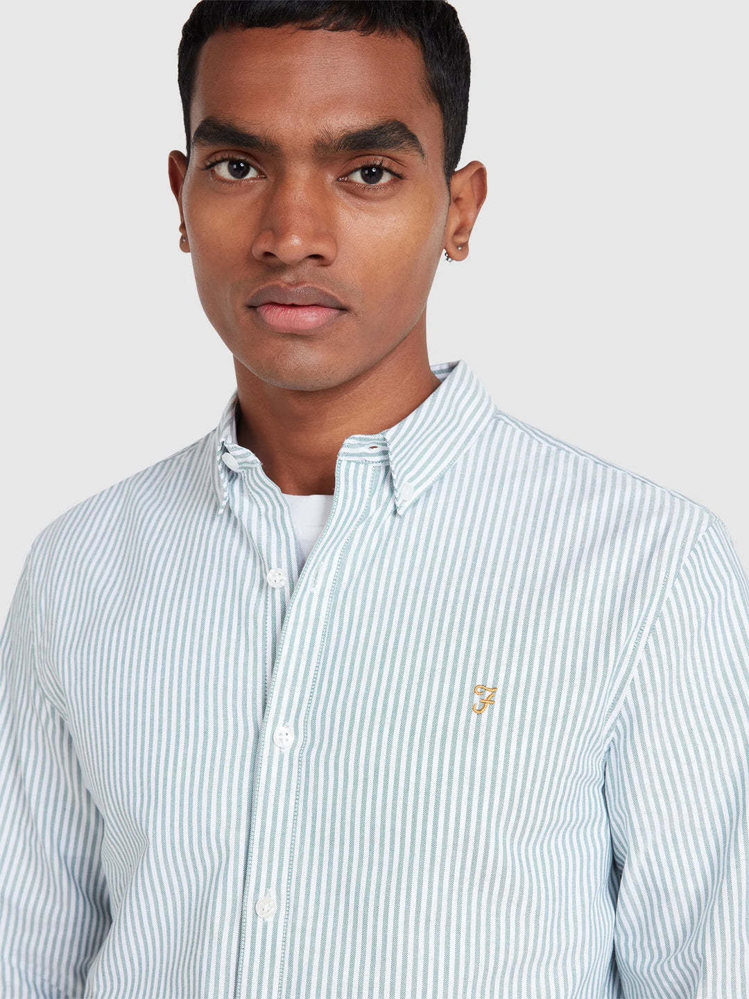 FARAH BREWER STRIPE LS - GREEN MEADOW