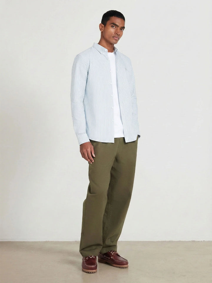FARAH BREWER STRIPE LS - GREEN MEADOW
