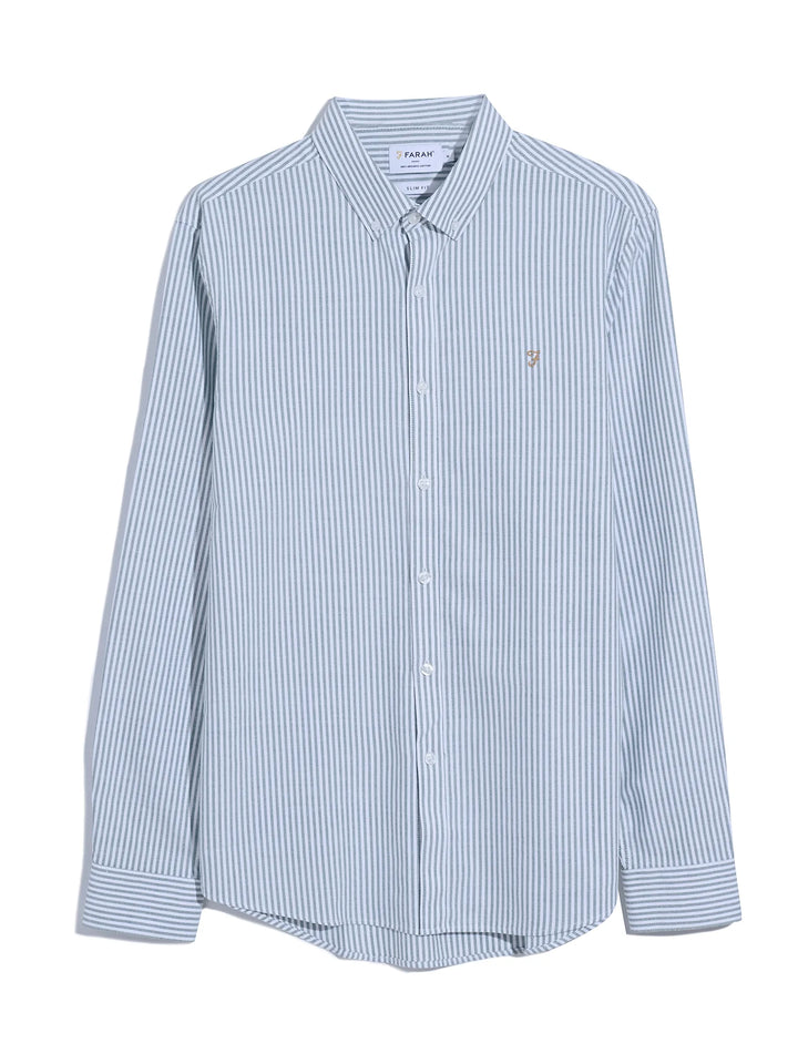 FARAH BREWER STRIPE LS - GREEN MEADOW