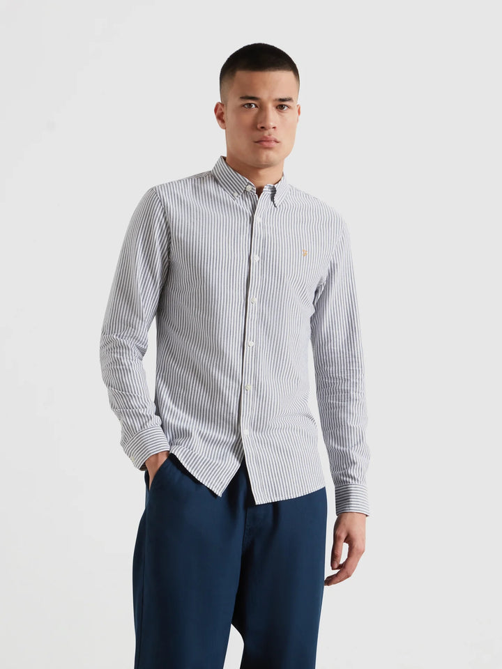 FARAH BREWER STRIPE LS - TRUE NAVY
