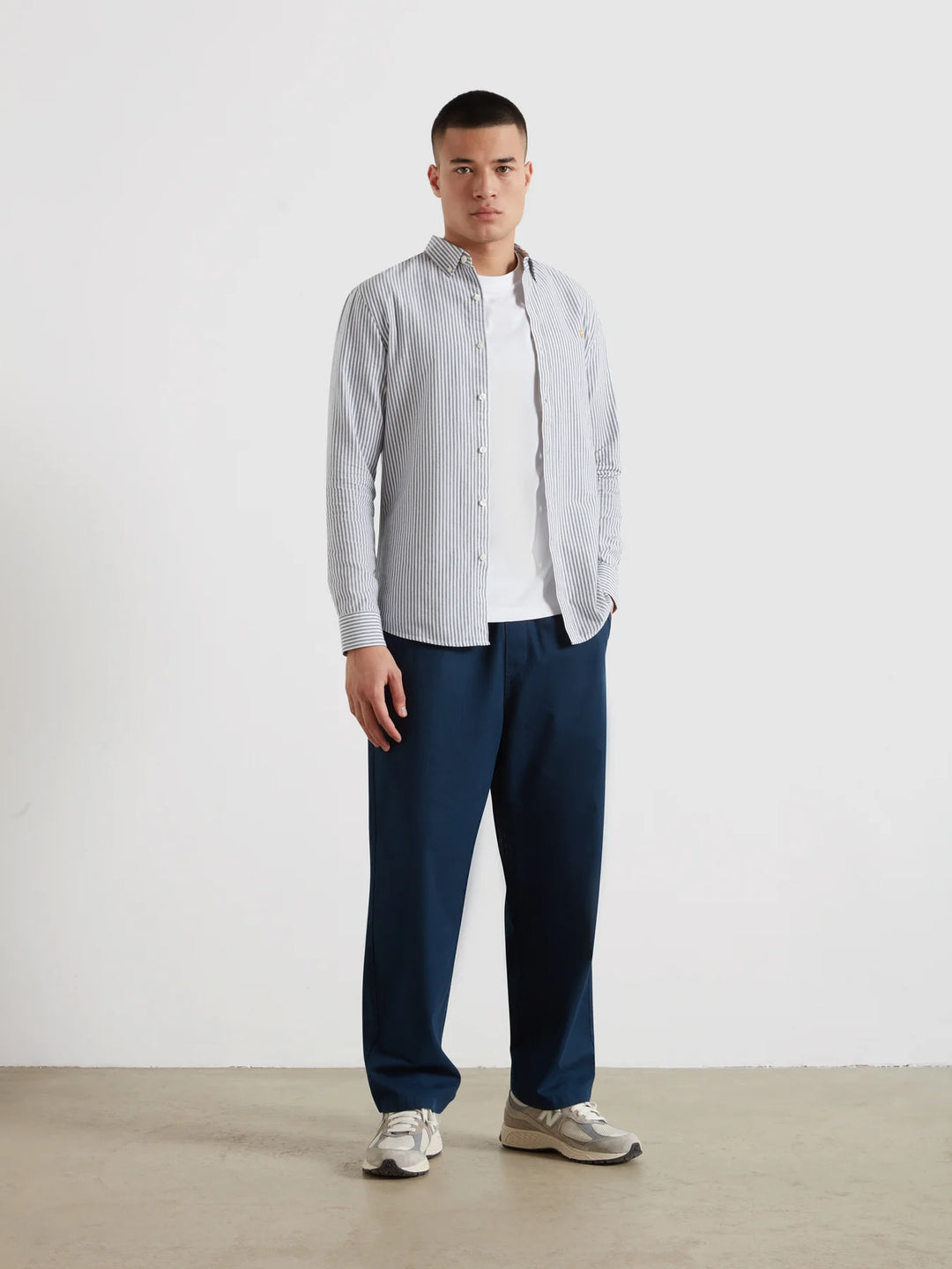 FARAH BREWER STRIPE LS - TRUE NAVY