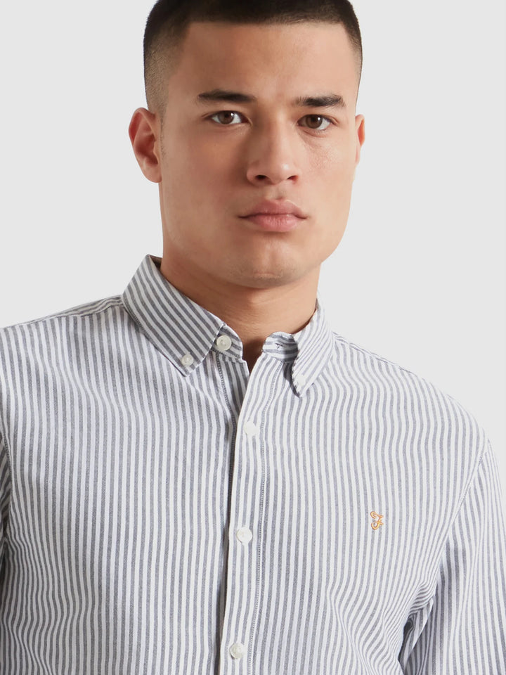FARAH BREWER STRIPE LS - TRUE NAVY