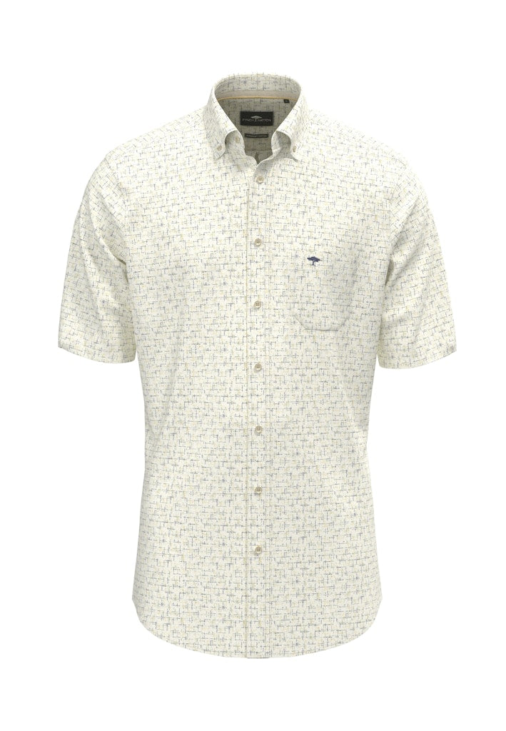 FYNCH HATTON PRINT SS SHIRT - PALE YELLOW