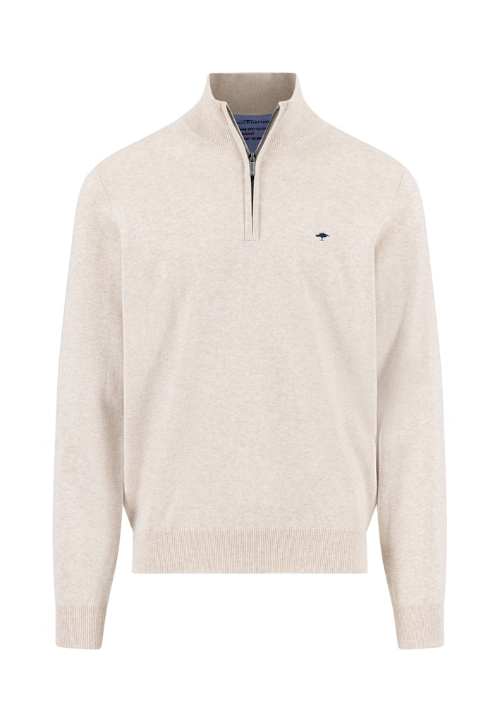 FYNCH HATTON TROYER 1/2 ZIP - OFF WHITE