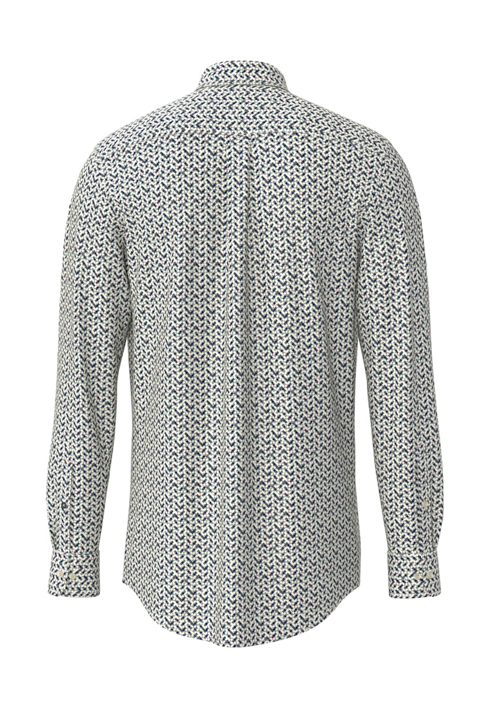 FYNCH HATTON LS PRINT SHIRT - 673 TEAL