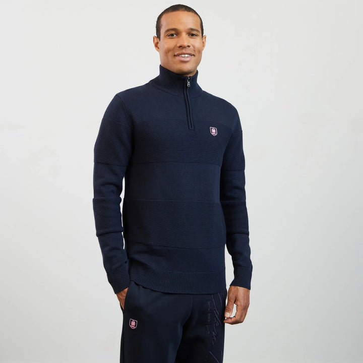 EDEN PARK 1/2 ZIP TEXTURED - NAVY