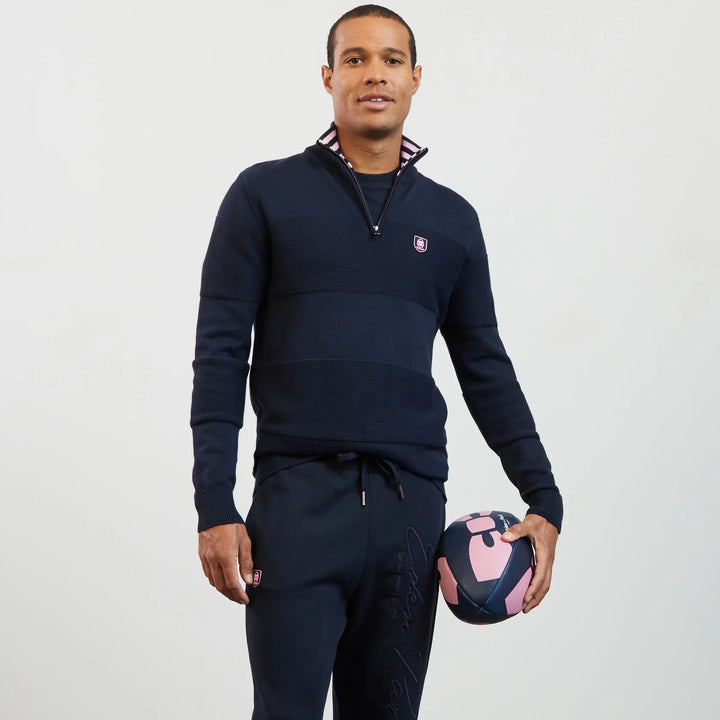 EDEN PARK 1/2 ZIP TEXTURED - NAVY