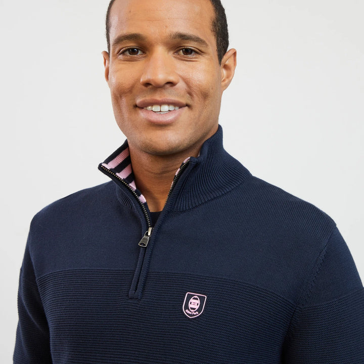 EDEN PARK 1/2 ZIP TEXTURED - NAVY