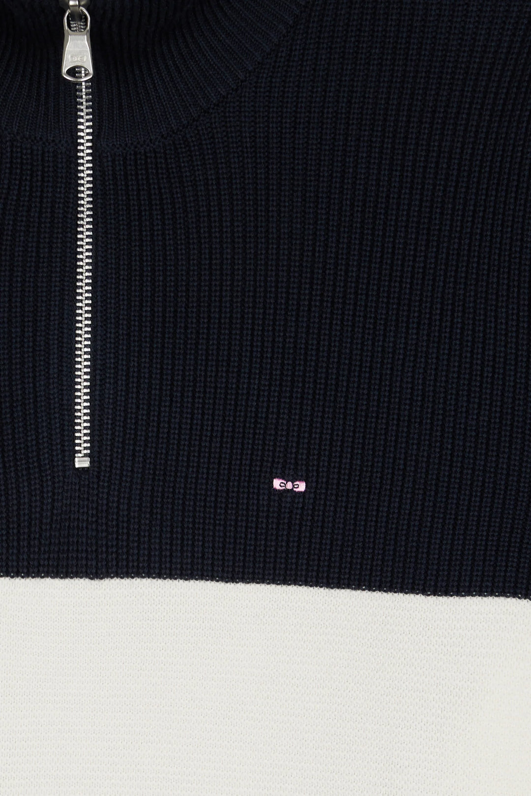 EDEN PARK HEAVY STRIPED 1/2 ZIP - NAVY/BROWN