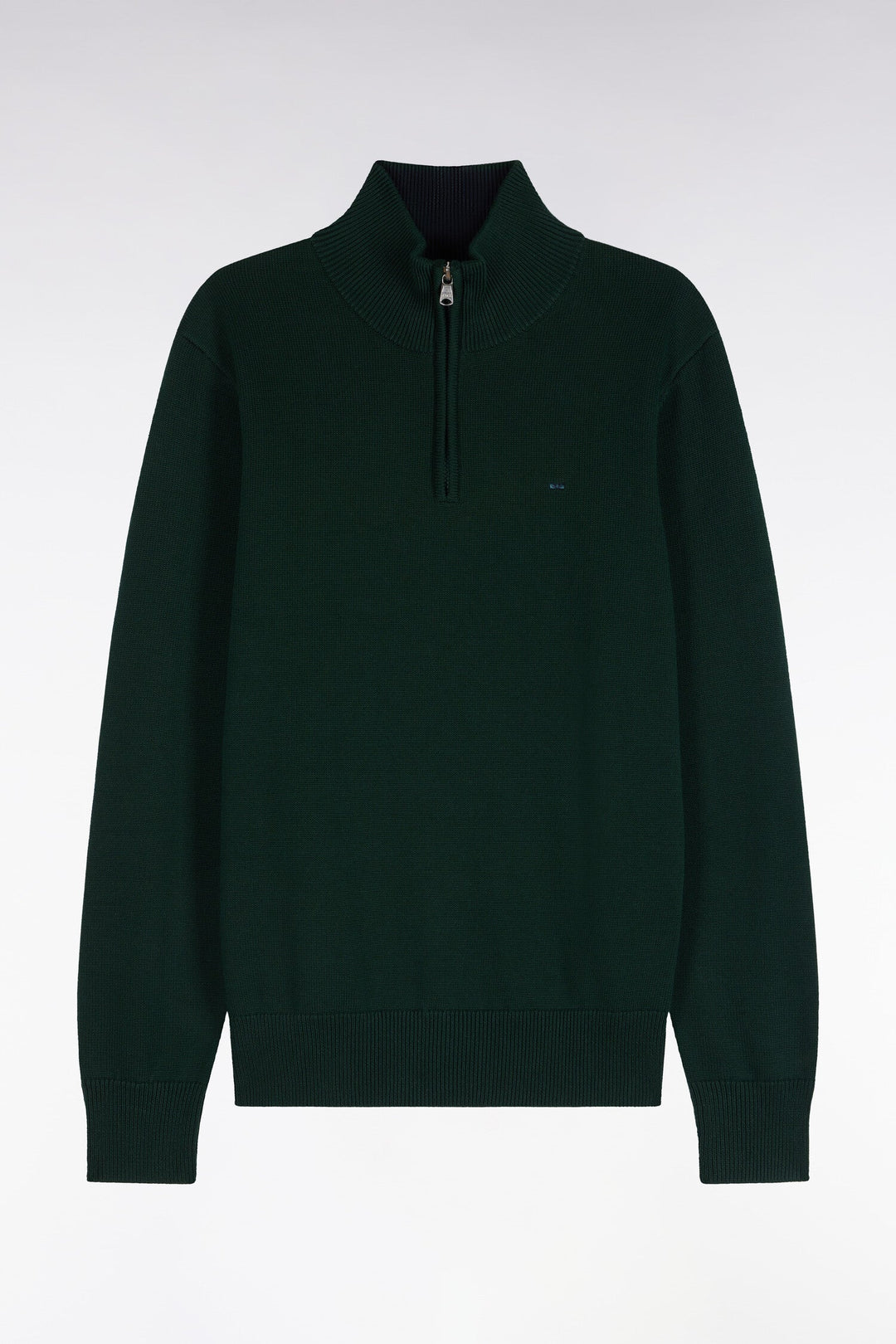 EDEN PARK COTTON 1/2 ZIP - DARK GREEN